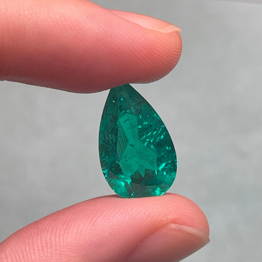 Pirmiana 7.16ct Pear Shape Lab Grown Emerald