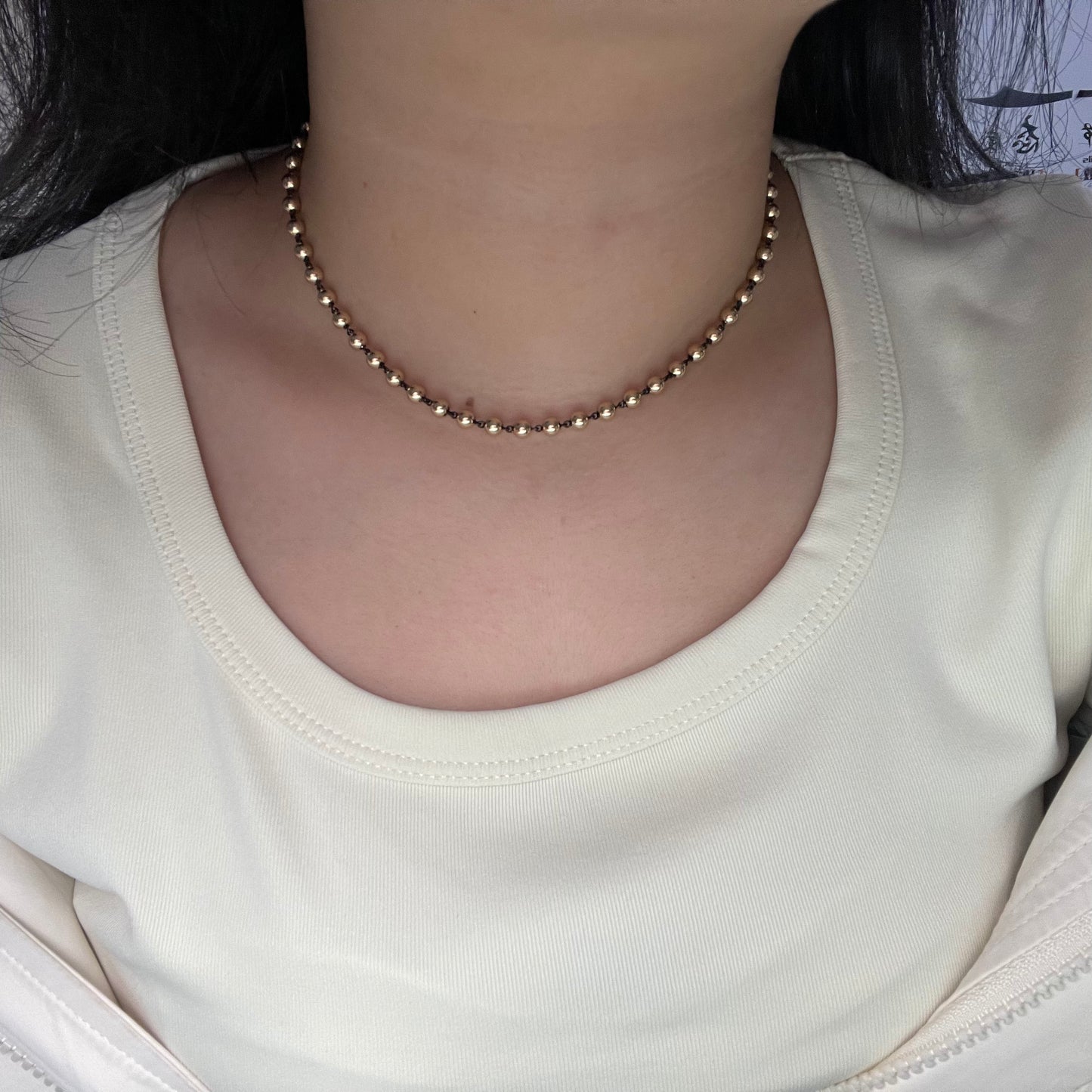 Pirmiana Customized 14k Gold 4.7mm Beads Chain for Women Party Gift Necklace