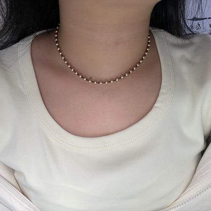 Pirmiana Customized 14k Gold 4.7mm Beads Chain for Women Party Gift Necklace