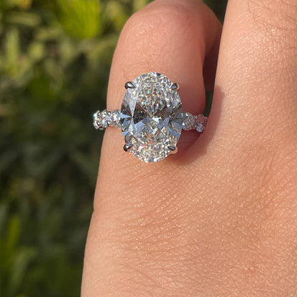 Pirmiana Custom Design 18k White Gold Oval Shape 5ct E Color Lab Grown Diamond Ring
