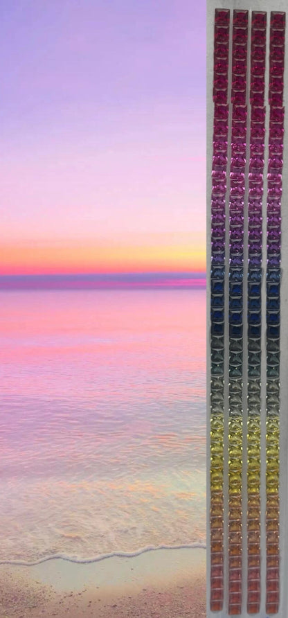 Pirmiana Hot Sale Square Cut Gradient Rainbow Created Sapphire Gemstones for DIY Jewelry Bracelet/Watch Bezel Making