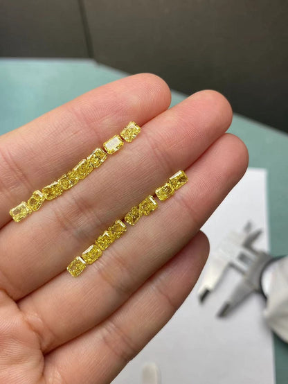 Ruif High Quality Radiant Cut 0.3ct Yellow Lab Grown Diamond for Eternity Rings Making HPHT Without Certificate