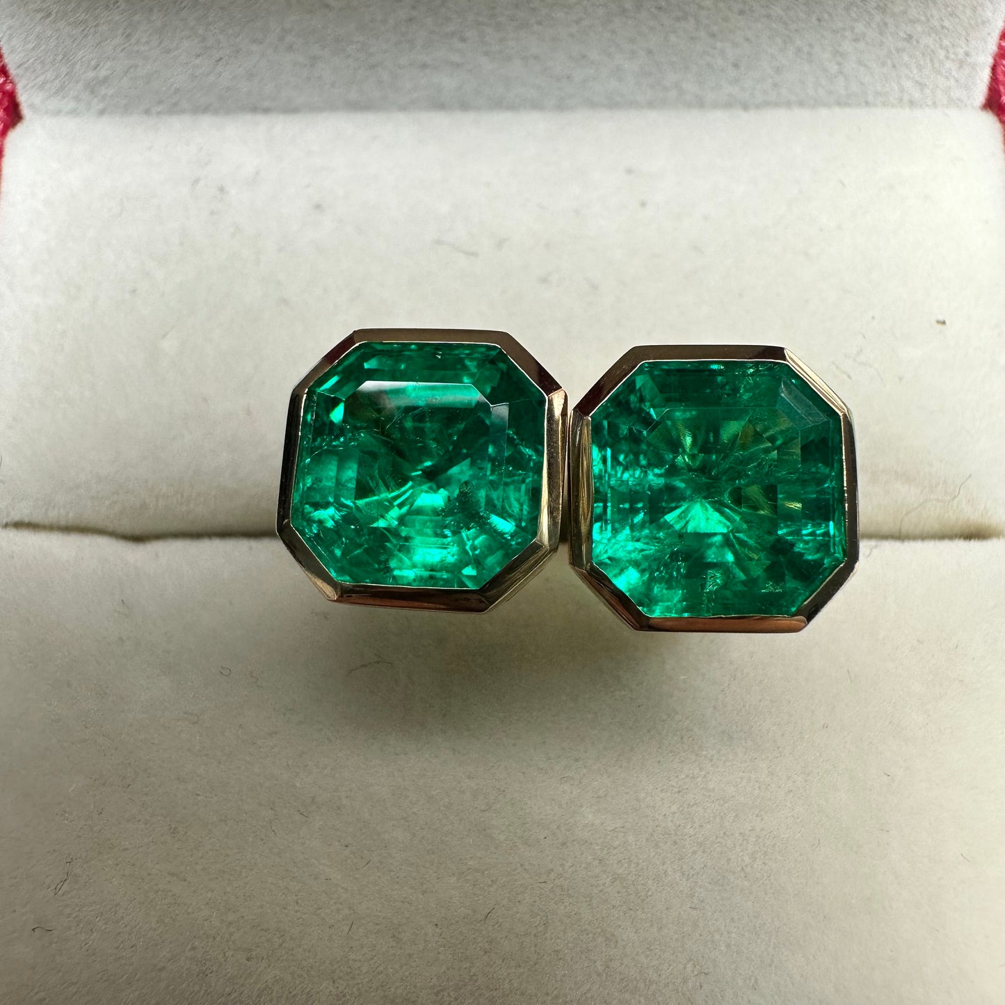 18K yellow gold 6.65ct lab grown emerald earring studs