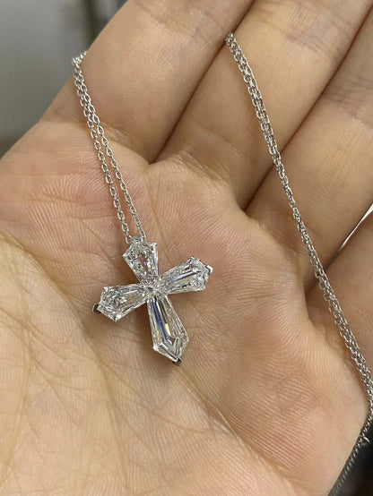 Ruif Customize 18k Gold about 3.5ct Cross Lab Grown Diamond Necklace for Women Chain Choker Female Shiny Jewelry