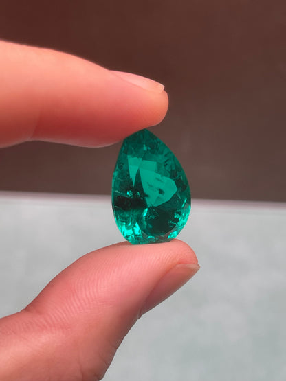 Pirmiana 13.86ct Pear Shape Lab Grown Emerald