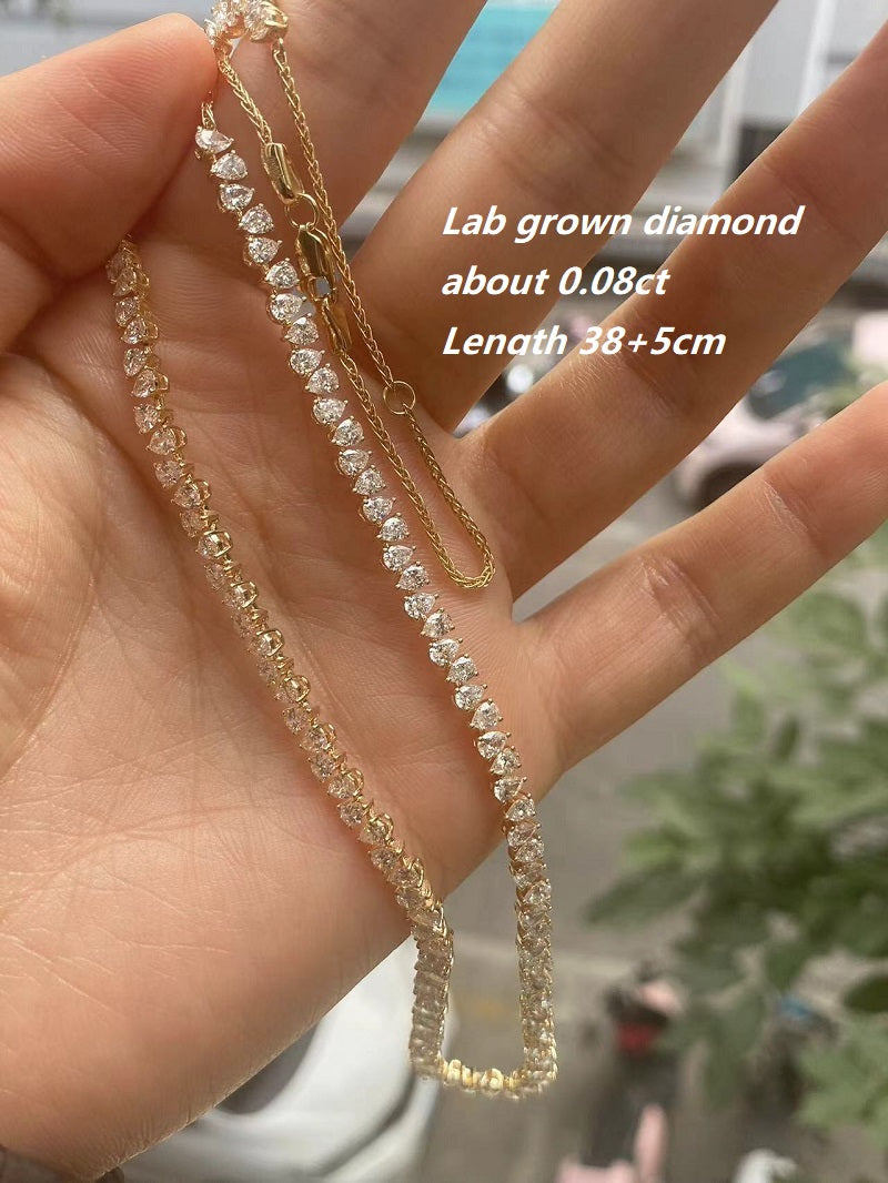 Ruif Customize Exquisite14k Gold 0.08ct Pear Lab Grown Diamond Necklace for Wome Fine Jewelry Gift