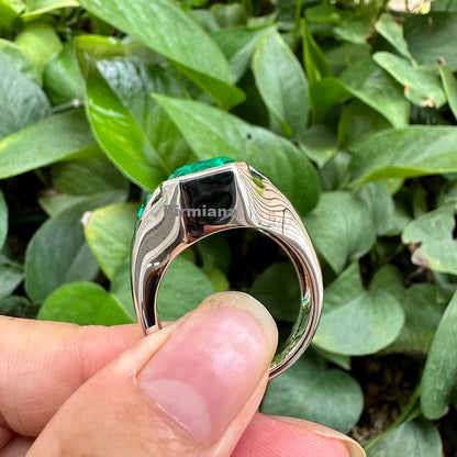 Pirmiana New Design 925 Silver 7.06ct Lab Grown Emerald men ring