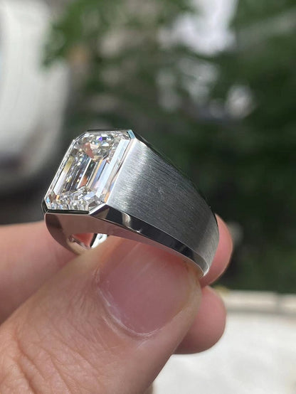 Ruif custom-made 18k gold 5ct emerald cut lab grown diamond ring for men classic luxury ring for wedding