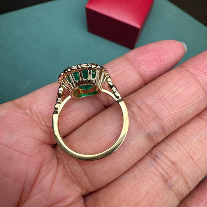Pirmiana Custom Design Retro Style 18K Yellow Gold 5.0ct Lab Grown Emerald Ring