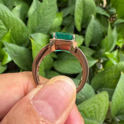 Pirmiana 10K Rose Gold 5.645ct Lab Grown Emerald Men Ring