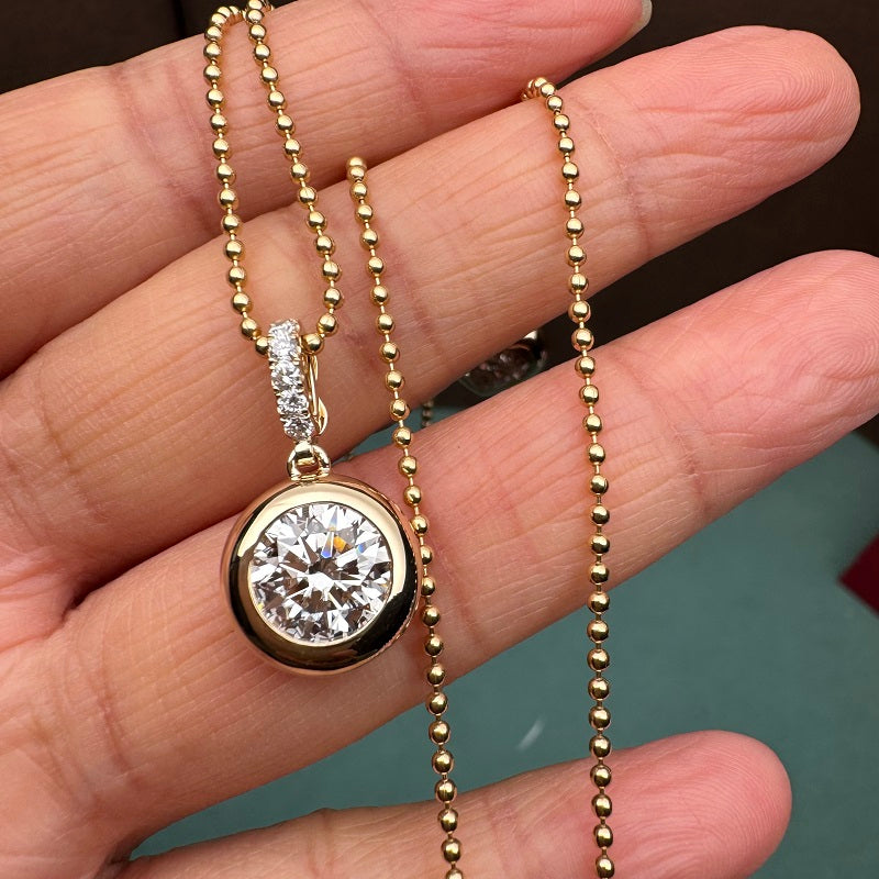 Primiana New 14K Yellow Gold  2.0ct IGI Certificated Lab Grown Diamond  Pendant Necklace