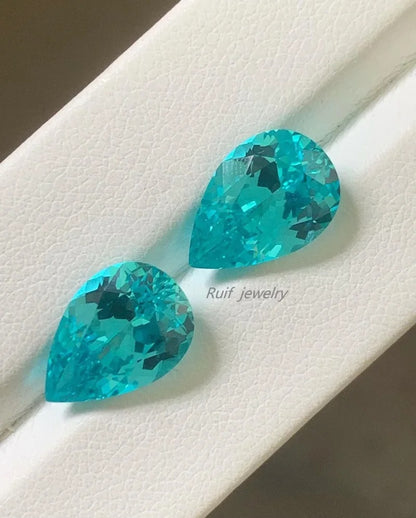 Pirmiana Pear shape Lab Grown Paraiba Loose Gemstones for Jewelry Making