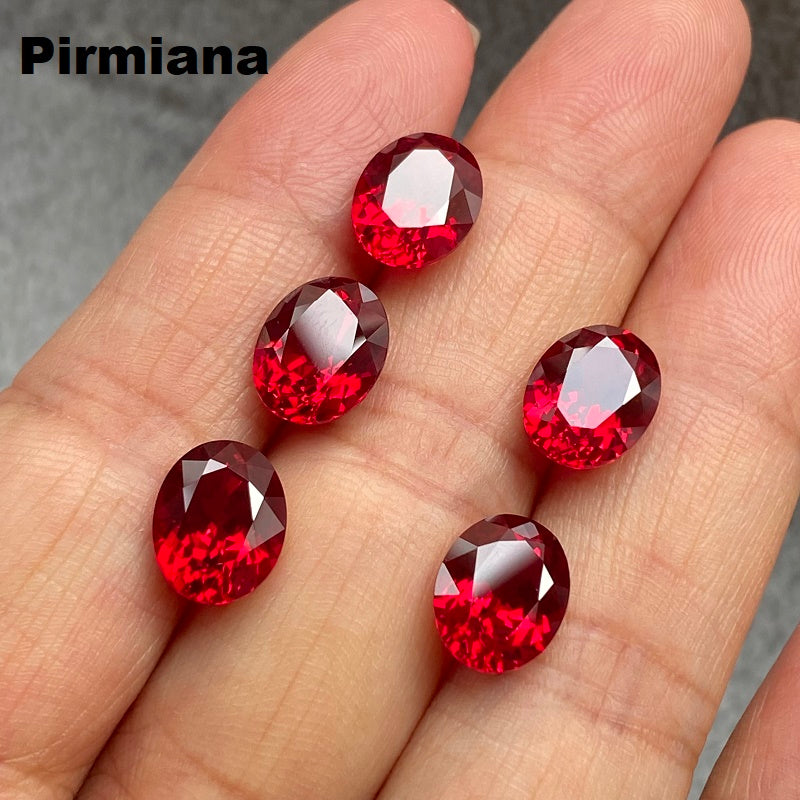 Pirmiana 1.43-9.36ct Oval Shape Pigeon Blood Red Lab Grown Ruby Loose Stones For Jewerly Making