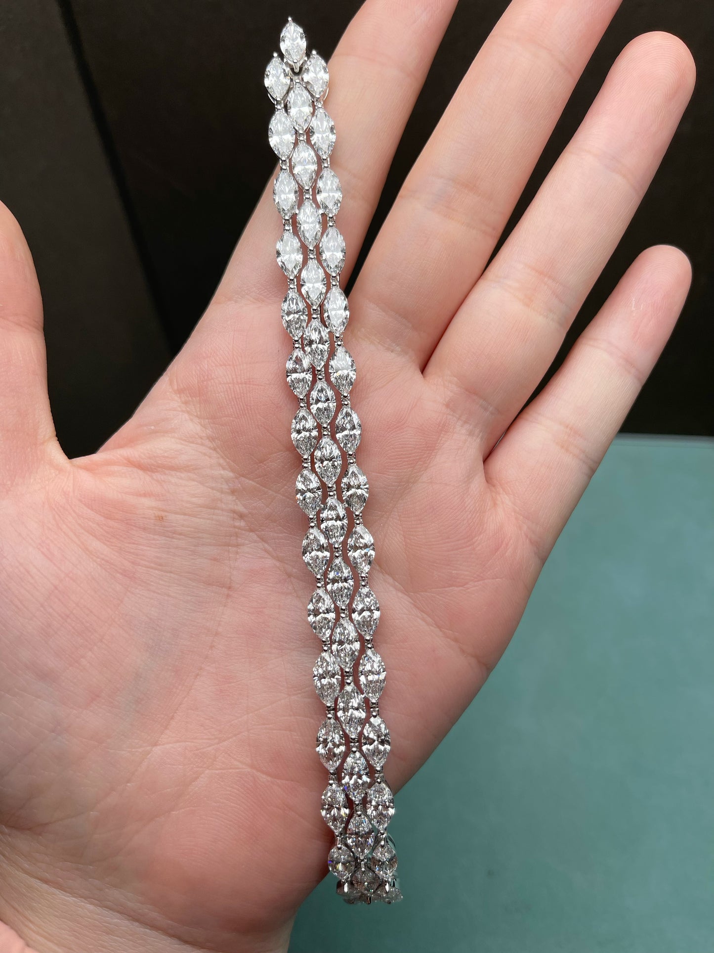 Pirmiana Custom Design 14K Gold 24.658ct Marquise Lab Grown Diamond Bracelet Jewelry for Woman Gift