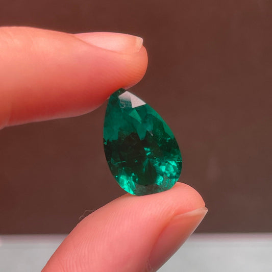 Pirmiana 8.09ct Pear Shape Lab Grown Emerald