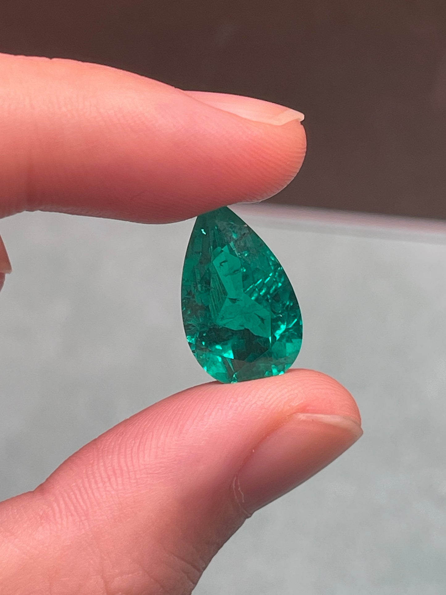 Pirmiana 7.16ct Pear Shape Lab Grown Emerald