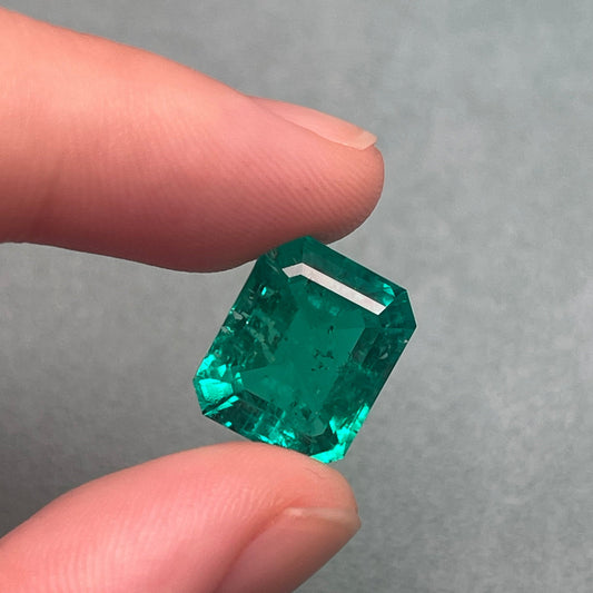 Pirmiana 8.22ct Emerald Cut Lab Grown Emerald
