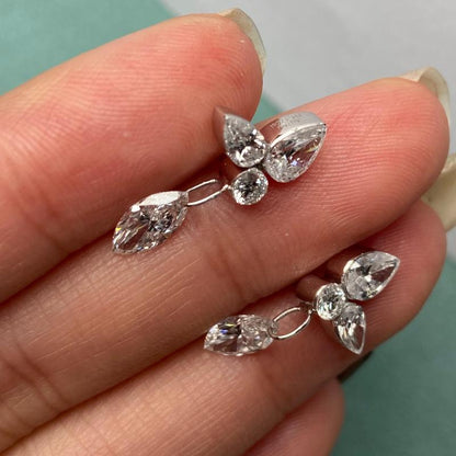 Primiana  2025 Hot Sale Special Design 18K Pear Shape Earrings Perforation Lab Diamond Girlfriend Gift