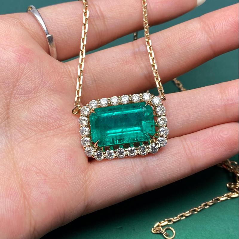 Primiana 2025 New Classic Style14K Emerald Shape12.86ct Necklace 2.25mm 40+5CM Chain Girlfriend Gift