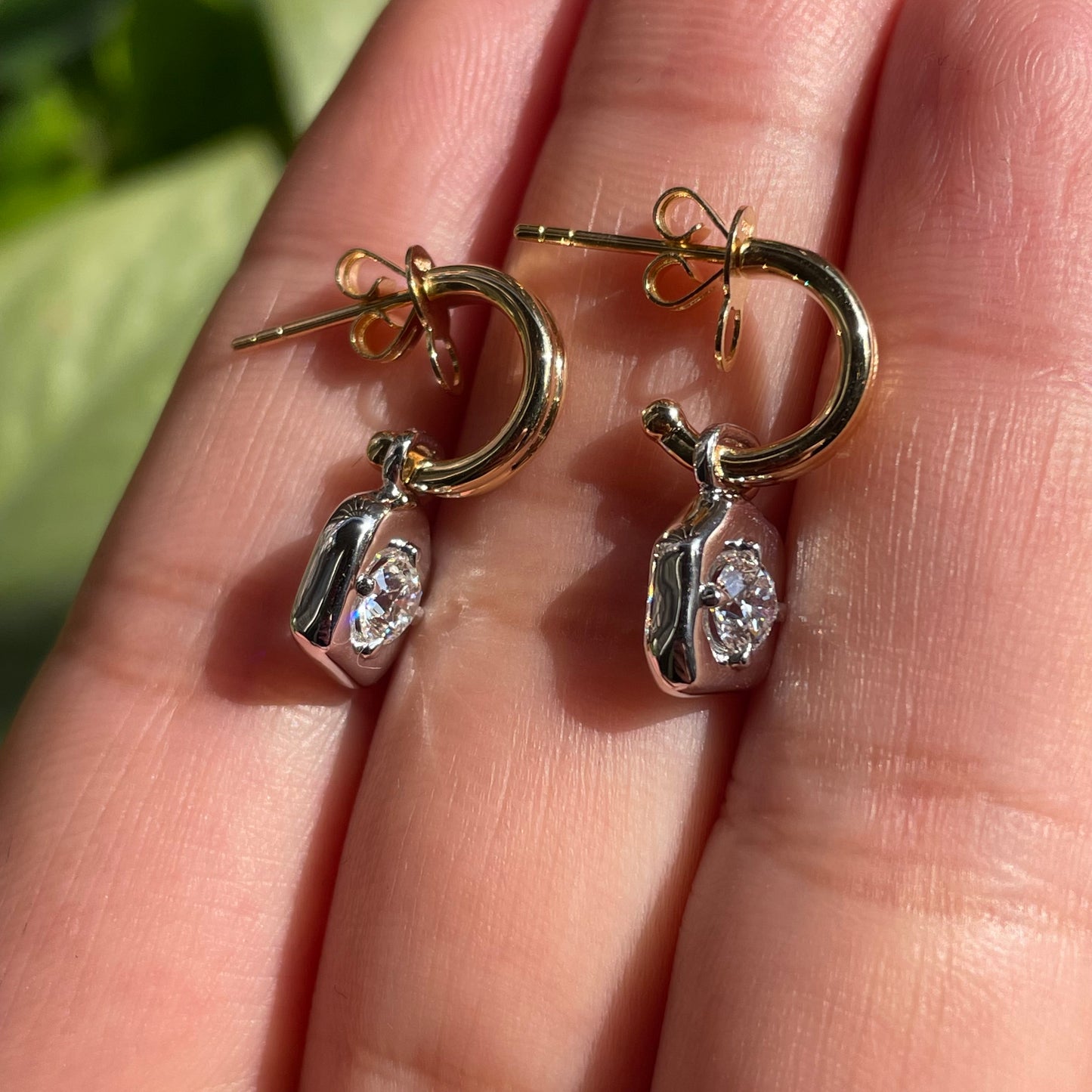 Pirmiana Jewelry Custom Design 18K White And Yellow Gold Earrings for Women Lab Grown Diamond Jewelry