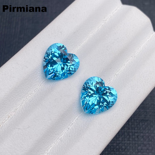 Pirmiana  5.105ct Heart Cut Lab Grown Aquamarine Sapphire Loose Gemstones for Jewelry Making