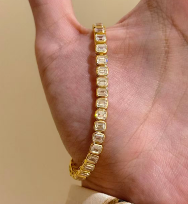 Pirmiana Jewelry Customized 9K Yellow Gold total 4.24ct Lab Grown Diamond Eternity Bracelet Engagement for Women Fine Jewelry