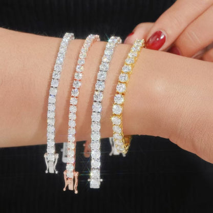 Pirmiana New Fashion Classic Moissanite Tennis Chain Bracelets and Necklaces S925 Silver Jewelry Party Gift