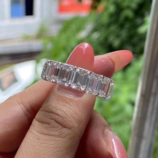Primiana 2025 New Classic Style14K Gold 5x7mm Emerald Shape Main Stone Lab Diamond Eternal Ring Girlfriend Gif