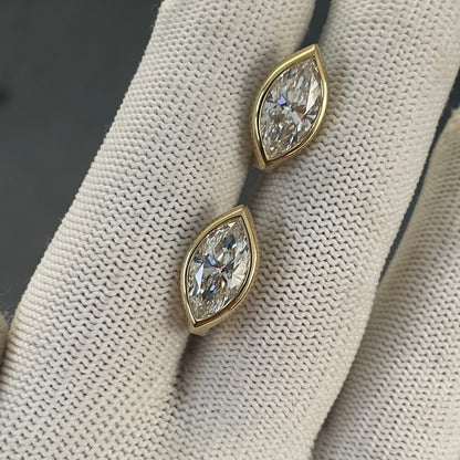 Pirmiana Customized 18k Yellow Gold Marquise 2ct Each Lab Grown Diamond Earrings for Women Party Gift