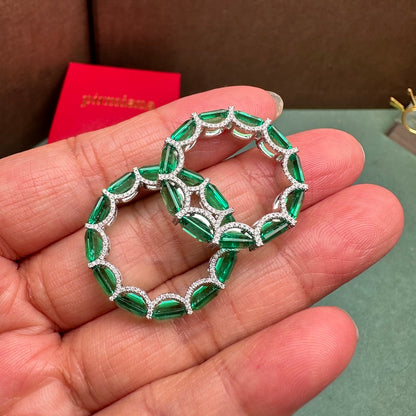 Pirmiana New 14K White Gold  Lab Grown Emerald Enternity Ring Side Lab Grown Diamond