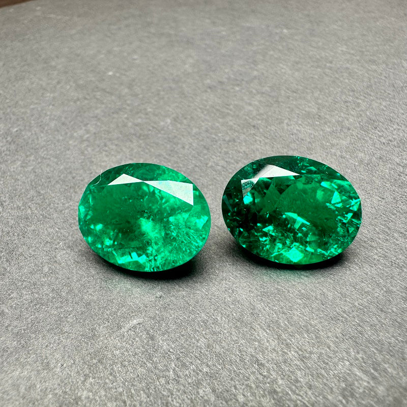 Pirmiana 14x18mm 13.8/13.9ct oval shape lab grown emeralds