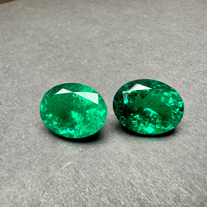 Pirmiana 14x18mm 13.8/13.9ct oval shape lab grown emeralds