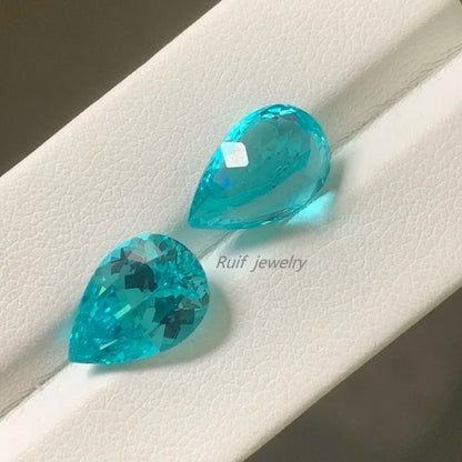 Pirmiana Pear shape Lab Grown Paraiba Loose Gemstones for Jewelry Making