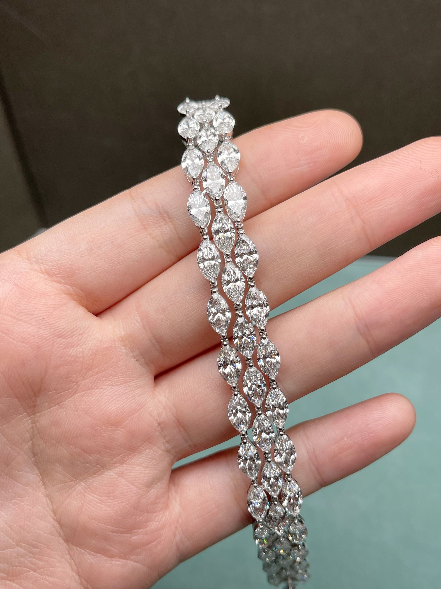 Pirmiana Custom Design 14K Gold 24.658ct Marquise Lab Grown Diamond Bracelet Jewelry for Woman Gift