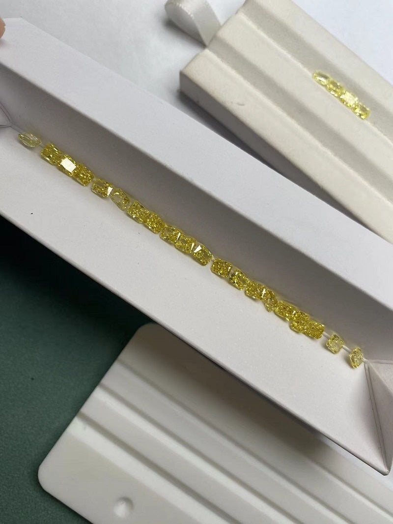 Ruif High Quality Radiant Cut 0.3ct Yellow Lab Grown Diamond for Eternity Rings Making HPHT Without Certificate