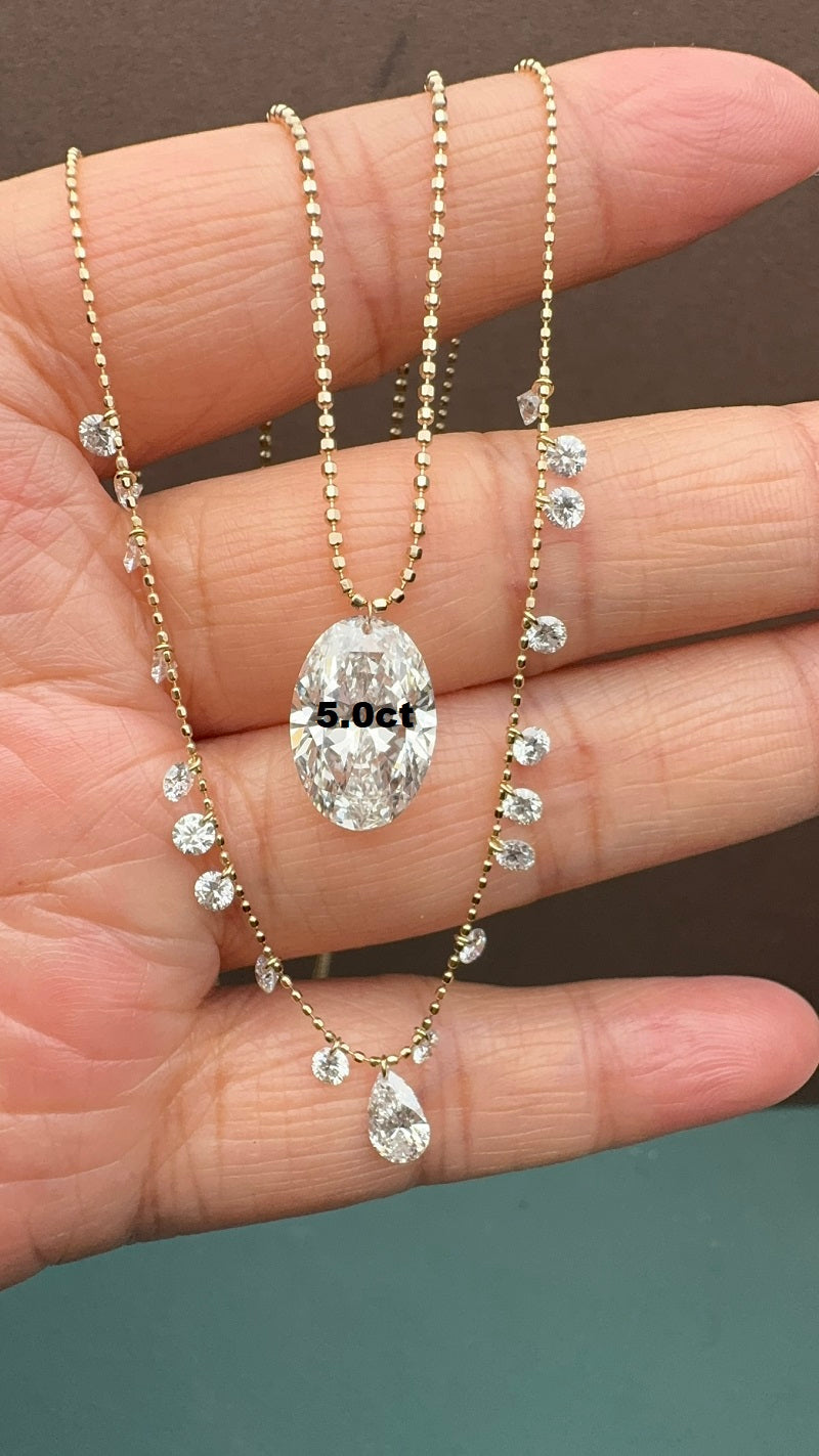 Primiana Popular Drilled Lab Grown Diamond Jewelry  18K Yellow Gold Necklace