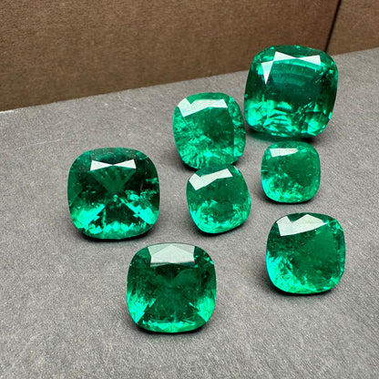 Pirmiana Big Size Cushion Cut Colomnia Color Lab Growm Emerald with Nice Inclushions Like Natural Gems