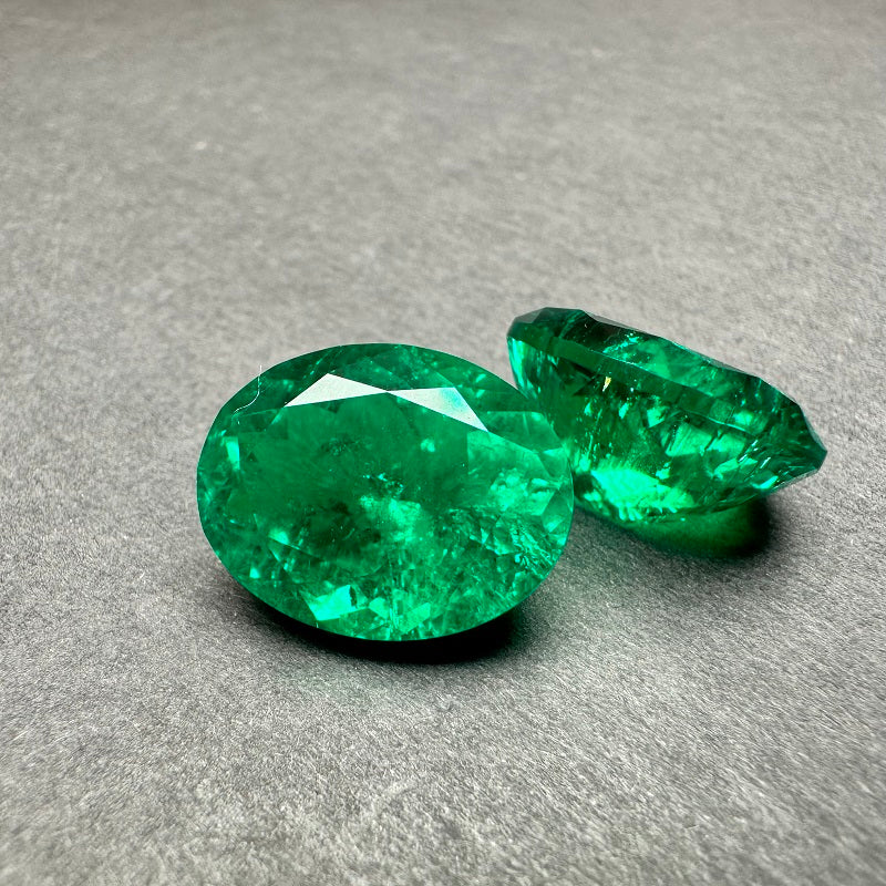 Pirmiana 14x18mm 13.8/13.9ct oval shape lab grown emeralds