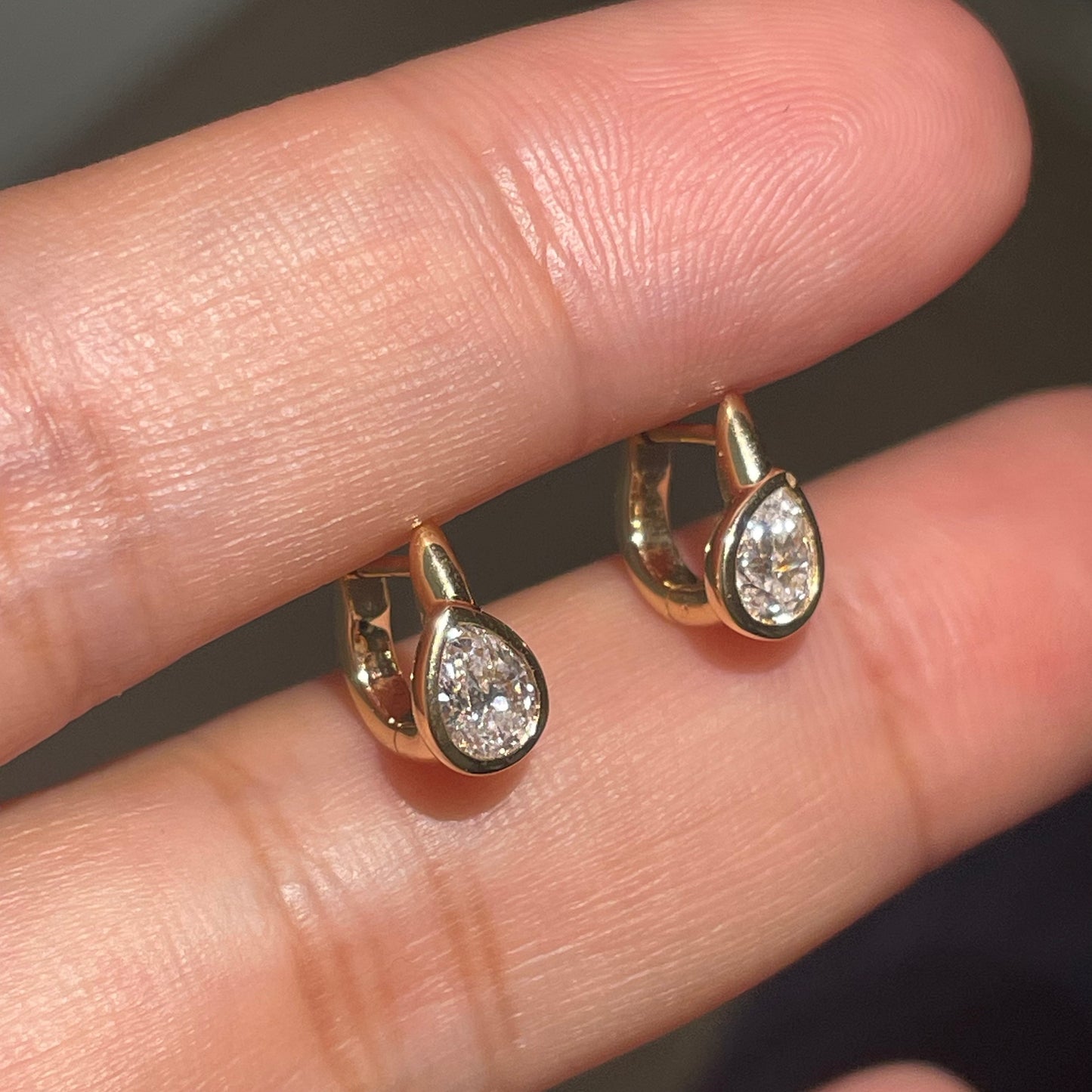 Pirmiana Custom Design 18k Yellow Gold Pear 4x5mm Lab Grown Diamond Earrings