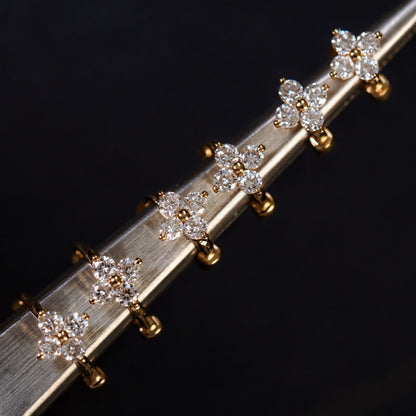 Pirmiana Custom Design 18k Gold Round Shape Lab Grown Diamond Four-Leaf Clover Earrings