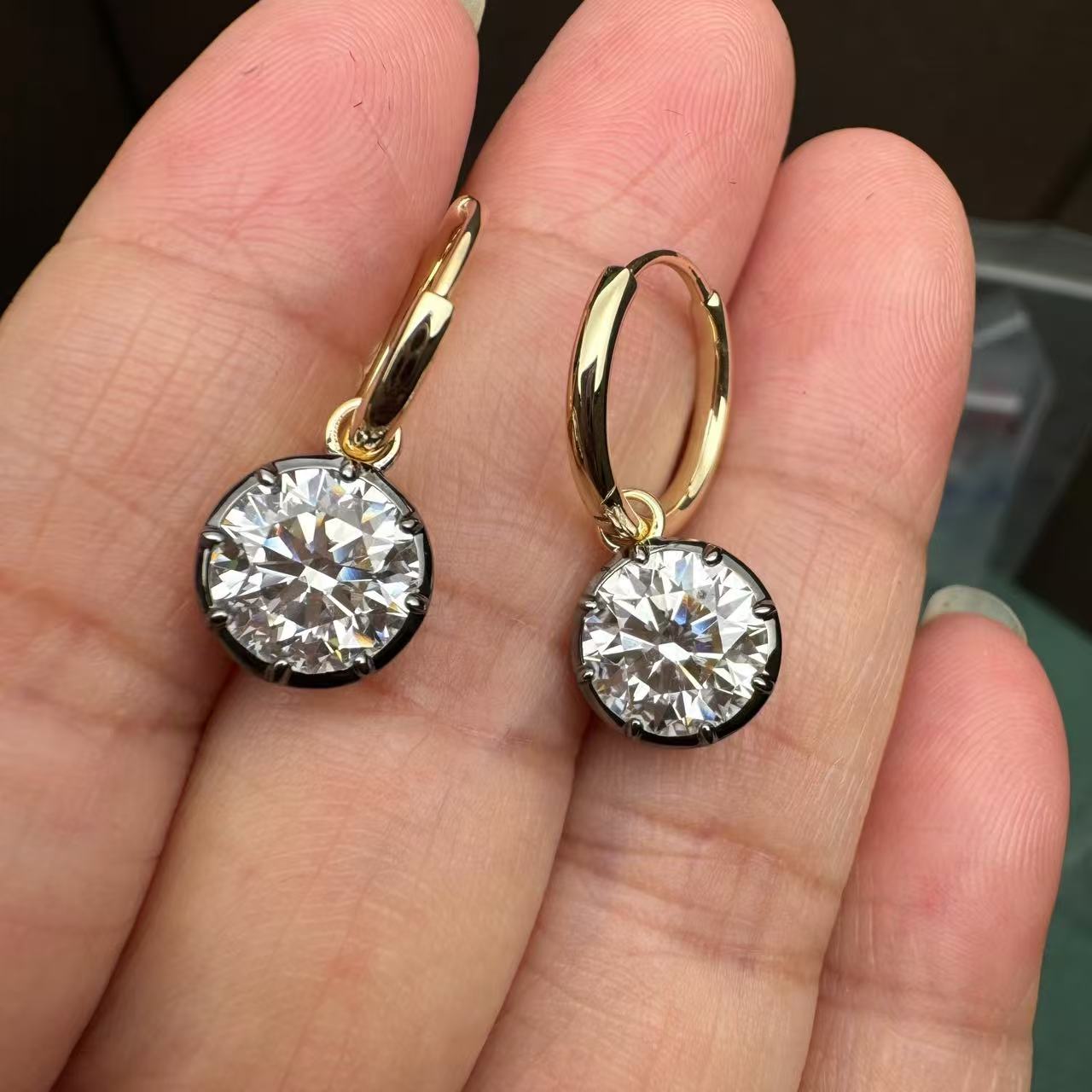 Pirmiana Customized 14k Yellow Gold 4ct Lab Grown Diamond Earrings for Women Party Gift