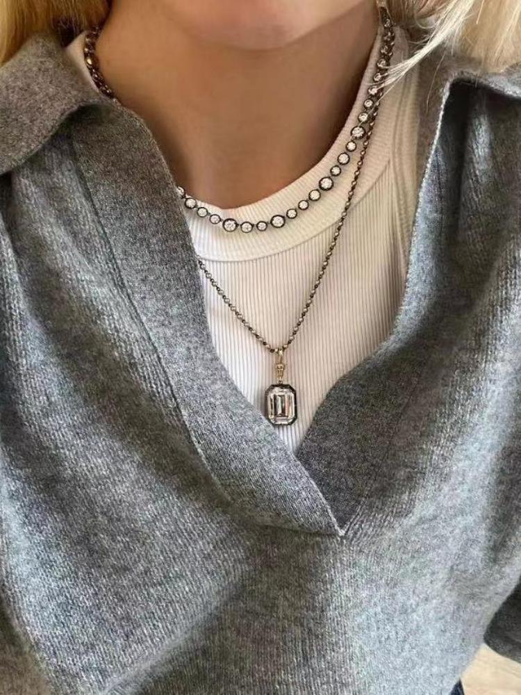 Primiana 2025 Hot Sale New Classic Style 9K Black Gold Round Shape Necklace Lab Diamond Girlfriend Gift