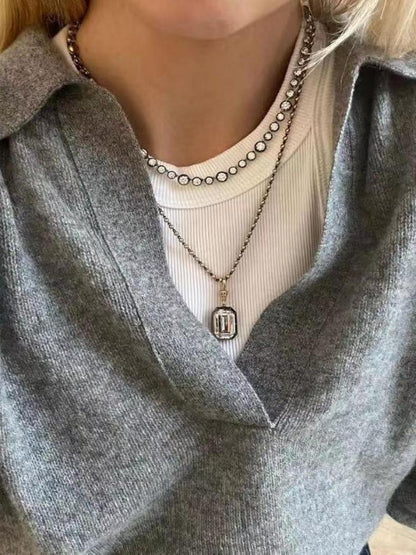 Primiana 2025 Hot Sale New Classic Style 9K Black Gold Round Shape Necklace Lab Diamond Girlfriend Gift