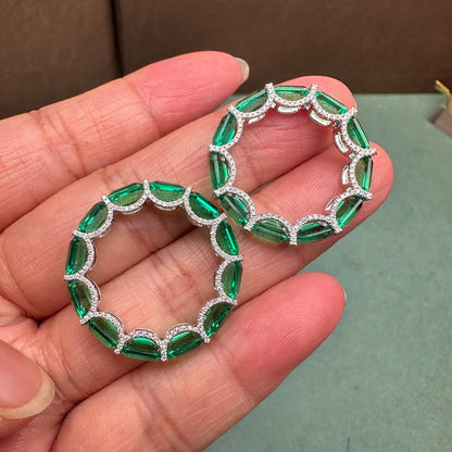 Pirmiana New 14K White Gold  Lab Grown Emerald Enternity Ring Side Lab Grown Diamond