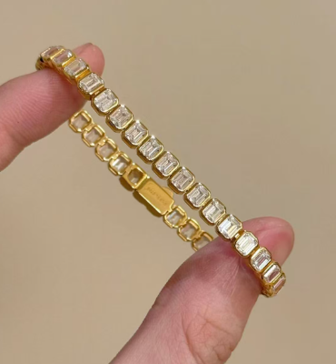 Pirmiana Jewelry Customized 9K Yellow Gold total 4.24ct Lab Grown Diamond Eternity Bracelet Engagement for Women Fine Jewelry
