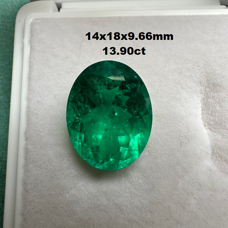 Pirmiana 14x18mm 13.8/13.9ct oval shape lab grown emeralds