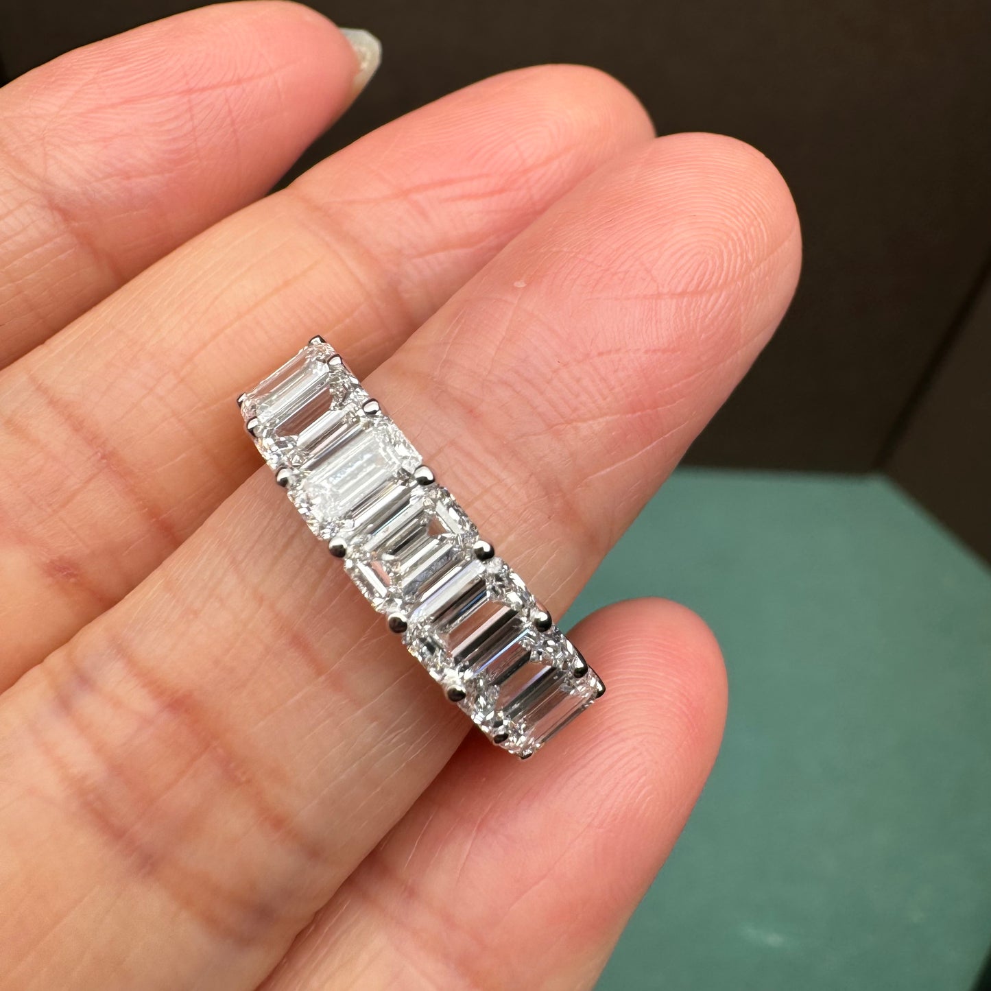 Pirmiana Custom Design 18k Gold Total 5.8ct Emerald Cut With Oval Cut Lab Grown Diamond Ring for Women Exquisite Elegant Fine Jewelry