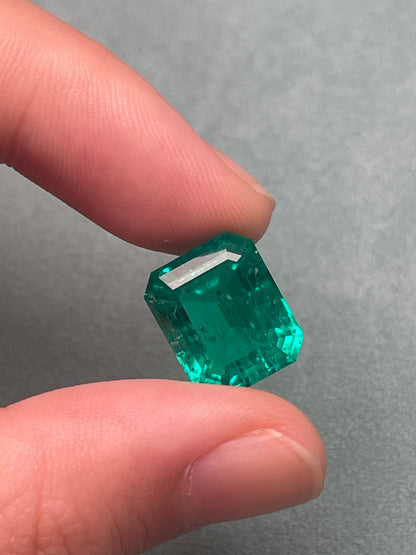 Pirmiana 8.22ct Emerald Cut Lab Grown Emerald