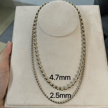 Pirmiana Customized 14k Gold 4.7mm Beads Chain for Women Party Gift Necklace