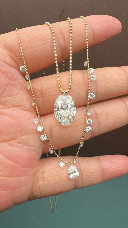 Primiana Popular Drilled Lab Grown Diamond Jewelry  18K Yellow Gold Necklace